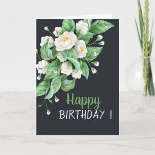 Weiße Chic Blumen Geburtstag Karte