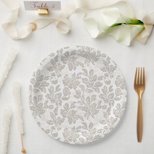 Weiße Chic Creme Blumen Hochzeit Pappteller (Hochzeit)