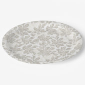 Weiße Chic Creme Blumen Hochzeit Pappteller (Schrägansicht)