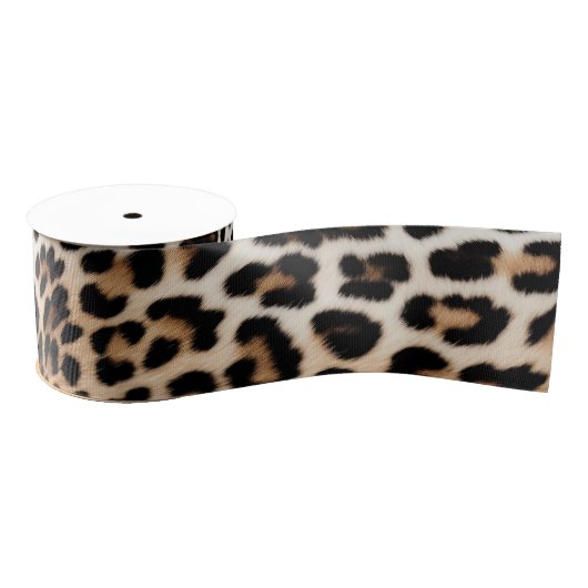 Weiße Chic Creme Leopardenprint Ripsband (Spule)