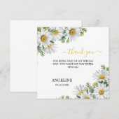Weiße Chic-Daisy-Blumen-Geburtstagsgrün Dankeskarte (Vorne/Hinten)