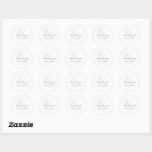 Weiße | Chic moderne florale Hochzeit Runder Aufkleber (Blatt)