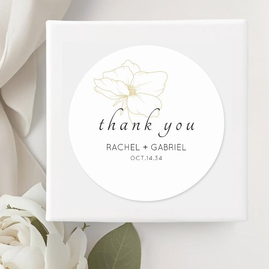 Weiße | Chic moderne florale Hochzeit Runder Aufkleber