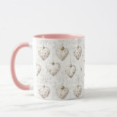 Weiße Chic-Pink-Herz-Ornamente Monogramm Tasse (Links)