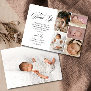 Weiße Chic Six Foto Baby Shower Dankeschön Dankeskarte