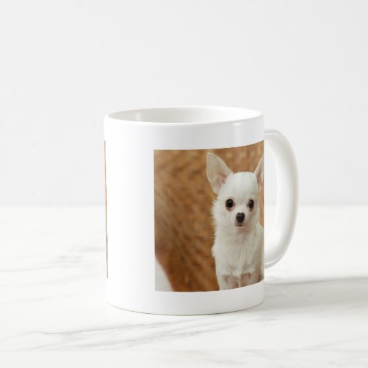 Weiße Chihuahua Kaffeetasse (VorderseiteRechts)