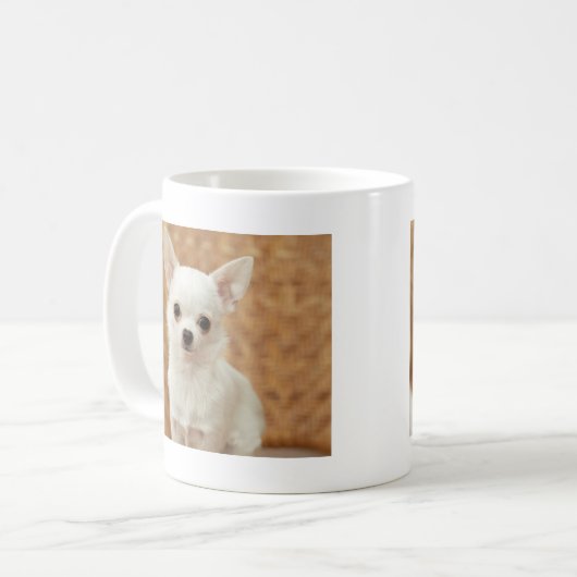 Weiße Chihuahua Kaffeetasse (Vorderseite Links)