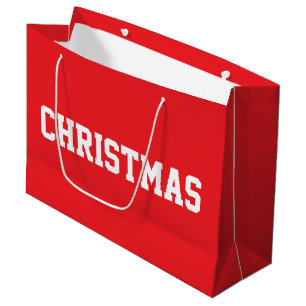 Weiße CHRISTMAS-Fettschrift auf festlichem hellrot Große Geschenktüte