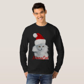 WEISSE CHRISTMAS KATZE MIT SANTA CLAUS HAT T-Shirt (Vorne ganz)