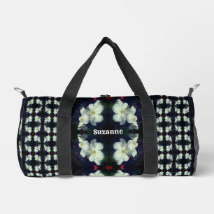 Weiße Clematis-Blumen Muster Personalisiert Duffle Bag