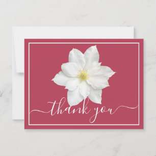Weiße Clematis-Blüte Karmesinroter Hintergrund Dan Postkarte