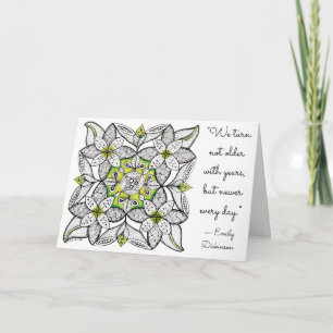 Weiße Clematis Handgezeichnete Doodle & Zitat Gebu Karte