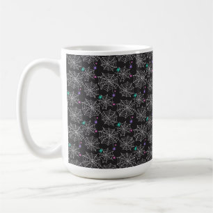 WEISSE COBWEBER MIT LILA GRÜNEN PINKEN KAFFEETASSE