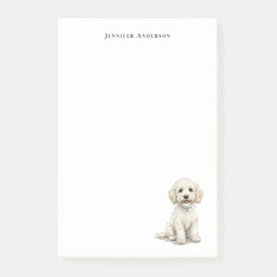 Weiße Cockapoo-Aquarell-Personalisierung Post-it Klebezettel
