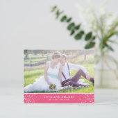 WEISSE CONFETTI | PINK WEDD DANK IHNEN POSTCARD POSTKARTE (Stehend Vorderseite)