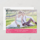 WEISSE CONFETTI | PINK WEDD DANK IHNEN POSTCARD POSTKARTE (Vorne/Hinten)