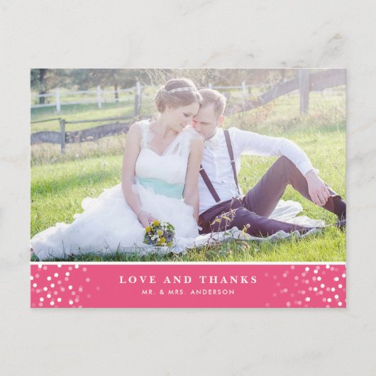 WEISSE CONFETTI | PINK WEDD DANK IHNEN POSTCARD POSTKARTE (Vorderseite)