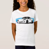 Weiße Corvette C6 mit blauen Streifen T-Shirt (Vorderseite)