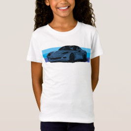 Weiße Corvette C6 mit blauen Streifen T-Shirt