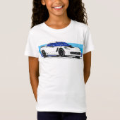 Weiße Corvette C7 mit blauen Streifen T-Shirt (Vorderseite)