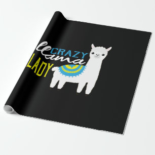 Weiße Crazy Alpaca Llama Lady Geschenkpapier