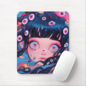 Weiße Creepy Niedlich Anime Girl Mousepad (Mit Mouse)