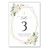 Weiße Creme-Blumen, Boho, Tauf-Tischnummern Tischnummer (Rückseite)