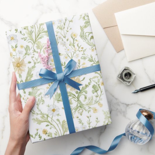 Weiße Creme-Blumen Brautdusche Geschenkpapier (Schenken)