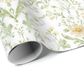 Weiße Creme-Blumen Brautdusche Geschenkpapier (Rolleneckpunkt)