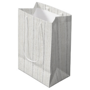 Weiße Creme Graue Streifen Hochzeit Elegant Mittlere Geschenktüte