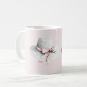 Weiße Creme-Hüte mit rosa Schleife Kaffeetasse (Vorderseite Links)