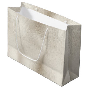 Weiße Creme-Kunstleder-Hochzeit   Große Geschenktüte