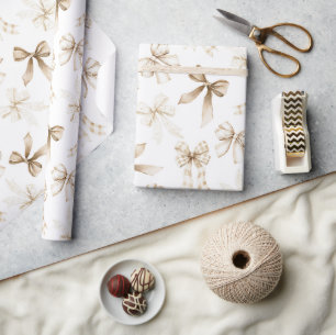 Weiße Creme-Schleifen Geburtstag Geschenkpapier