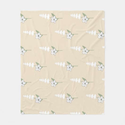 Weiße Creme Tropical Floral Sommer Fleecedecke (Vorderseite)