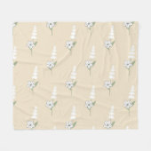Weiße Creme Tropical Floral Sommer Fleecedecke (Vorderseite (Horizontal))