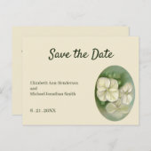 Weiße Creme Weiße Pastel Hydrangea Rettetest Datum Ankündigungspostkarte (Vorne/Hinten)