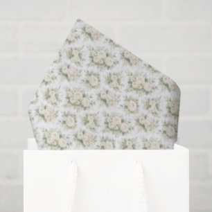 Weiße cremefarbene Wasserfarben-Blumen Hochzeit Br Seidenpapier