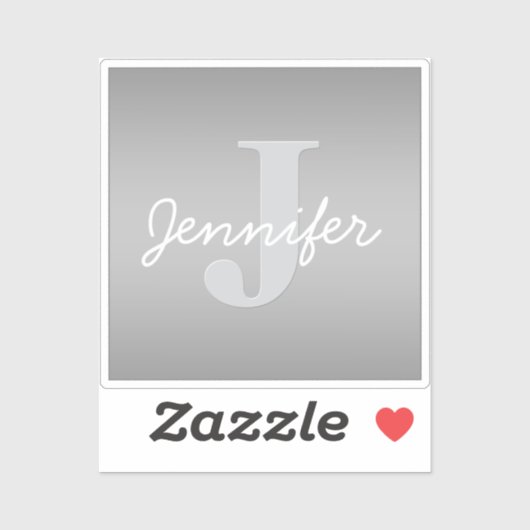 Weiße Cursive und Grau-Monogramm | Editierbare Far Aufkleber (Blatt)