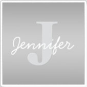 Weiße Cursive und Grau-Monogramm | Editierbare Far Aufkleber (Vorderseite)