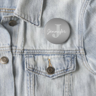 Weiße Cursive und Grau-Monogramm   Editierbare Far Button
