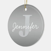 Weiße Cursive und Grau-Monogramm | Editierbare Far Keramik Ornament (Links)