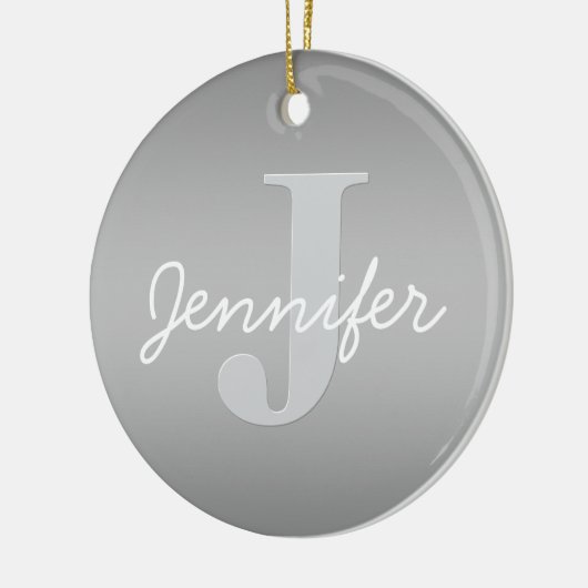 Weiße Cursive und Grau-Monogramm | Editierbare Far Keramik Ornament (Links)