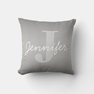 Weiße Cursive und Grau-Monogramm Editierbare Far Kissen