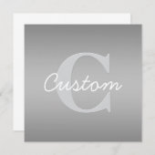 Weiße Cursive und Grau-Monogramm | Editierbare Far Mitteilungskarte (Vorne/Hinten)