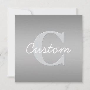 Weiße Cursive und Grau-Monogramm   Editierbare Far Mitteilungskarte