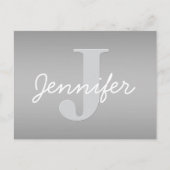 Weiße Cursive und Grau-Monogramm | Editierbare Far Postkarte (Vorderseite)