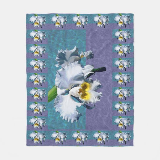 Weiße Cymbidium-Orchidee Fleecedecke (Vorderseite)