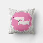Weiße Dackel Pink Grau Chevrons Kinderzimmer Kisse Kissen (Rückseite)