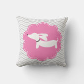 Weiße Dackel Pink Grau Chevrons Kinderzimmer Kisse Kissen (Vorderseite)