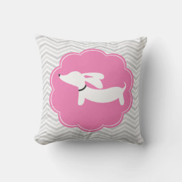 Weiße Dackel Pink Grau Chevrons Kinderzimmer Kisse Kissen